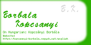 borbala kopcsanyi business card