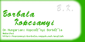 borbala kopcsanyi business card
